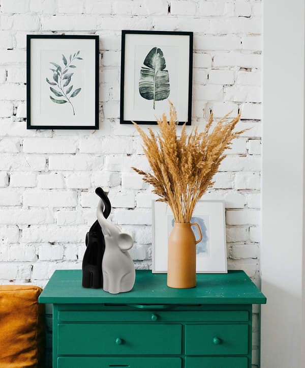Harmony Sort/Hvid Keramisk Elefantpar - Moderne Skulptur