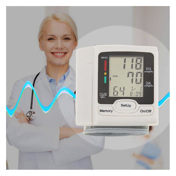 Automatisk LCD-blodtrycksmätare Handledssfygmomanometer för att mäta puls