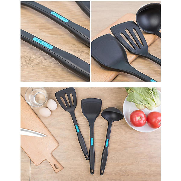 Silikonespatel med huller, varmebestandig, non-stick, blødt, skridsikkert greb