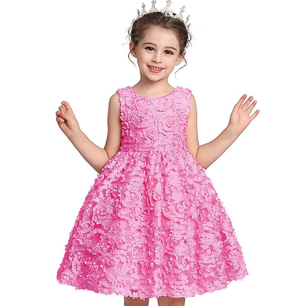 Baby Flower Girl Dress Wedding Baptism Christening Birthday Dress Pageant Tutu Dress（80cm Rose）