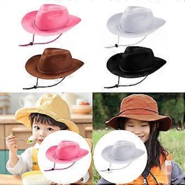 Cowboyhatt for barn, solbeskyttelse, for fiske, sceneopptredener og camping (rosa) Pink