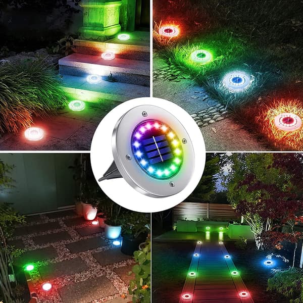 4 stk. solcelle-jordlys, solcelle-havebelysning udendørs, 16 LED U