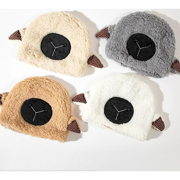 2 kappaletta tekoturkin cashmere-lampaanhattuja lapsille söpö talvi lämmin allashattu monipuolinen korvaläppä (beige)