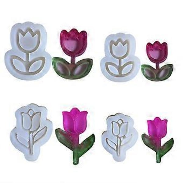Tulpanblomma Ornament Kvicksand Silikonform Nyckelring Hänge Handgjord Dekorform Alla hjärtans dag Födelsedagspresent Smycken M