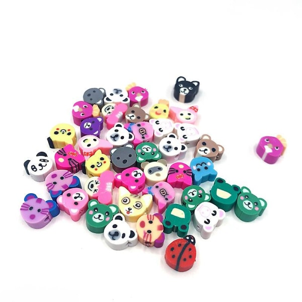 100 st Pärlor Frukt Spacer Beads Färg Polymer Clay Beads för gör-det-själv smycken (djur)