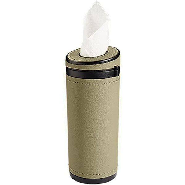 Auton nenäliinapidike - Beige, Universaali nahkainen PU-nenäliinapidike Tis