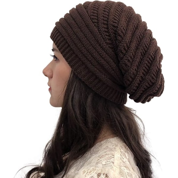 Kaffe Dame Cable Beanie Cap Slouchy Knit Hats Skull Cap