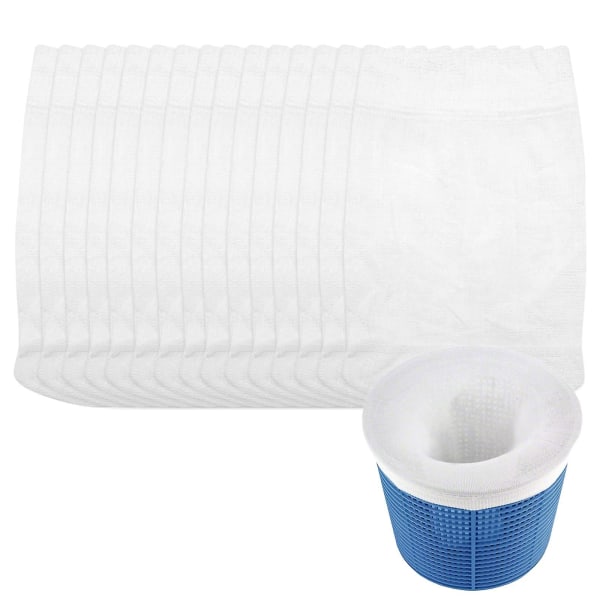 15-pack simstrumpor för poolskimmer, filterpåse för poolkorg