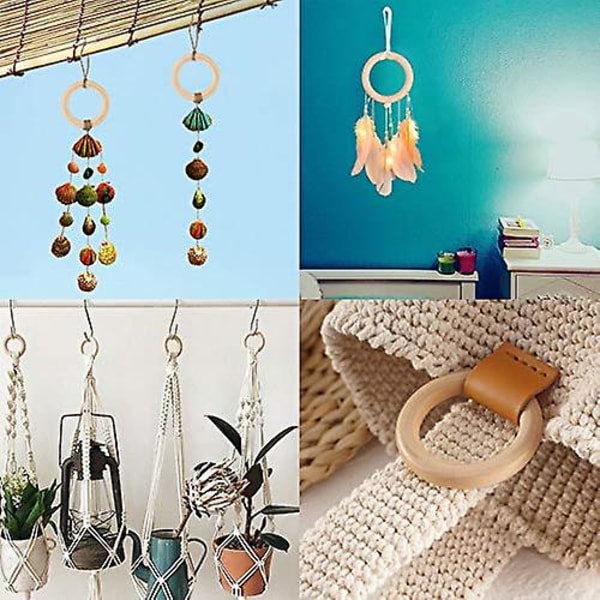 10 st Macrame Träringar 70 Mm/2,7 tum Massiva Stora Träringar För Diy Hantverk Hänge Anslutningar Smyckestillverkning