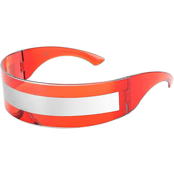 80'er Futuristisk Visor Cyber Solbriller Mænd Kvinder Futuristisk Punk Stil Cosplay Rød Sølv