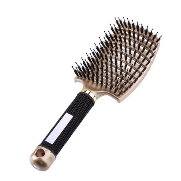 Avtrassel nylon Borsteborste för hårborste för kvinnor, hårmassage, hårborste, kamborste (guld)