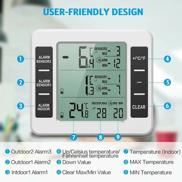 Kjøleskapstermometer, digitalt frysetermometer