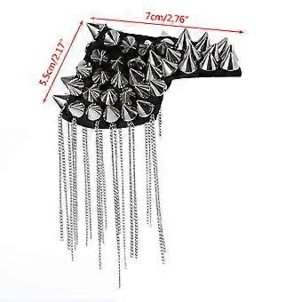 Punk Gotisk Tofs Nitar Studs Brosch Epålett Axelmarkering Silver silver