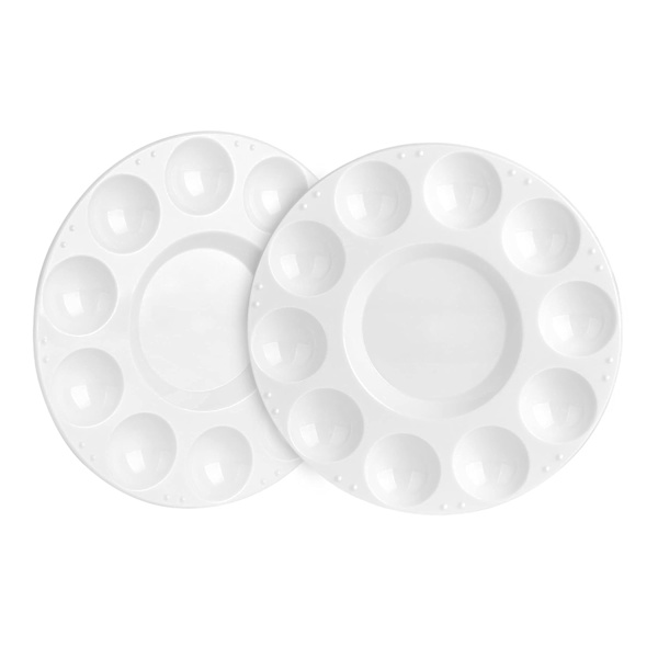 Runda Färgbricka Palett, Vit, 10-pack