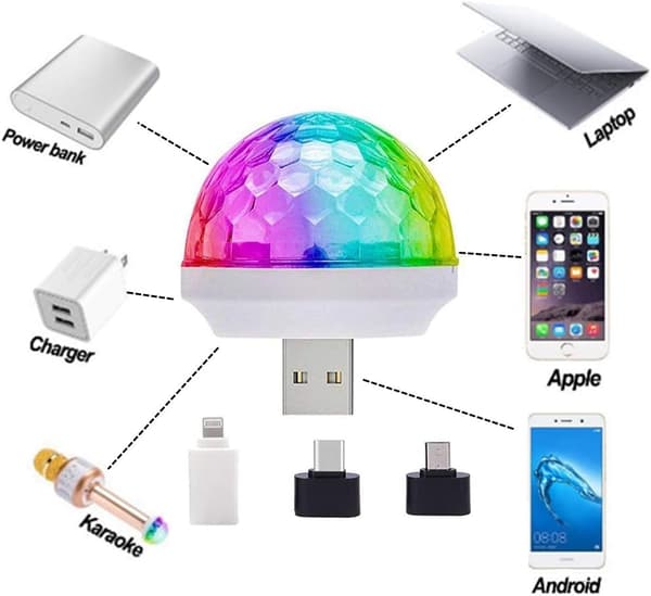 USB Mini Disco Lys, Scene DJ Lys, Boolian, Magisk Kugle Lys