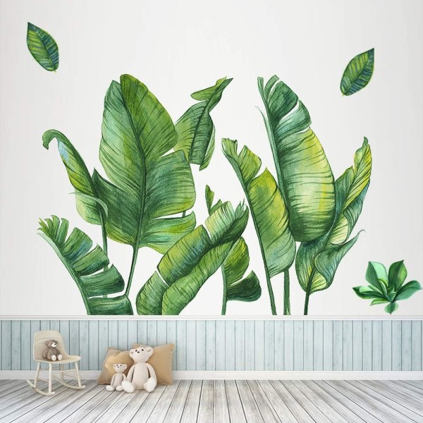 Bananblade Tropiske Planter Skræl og Stick Tapet, Giant Green