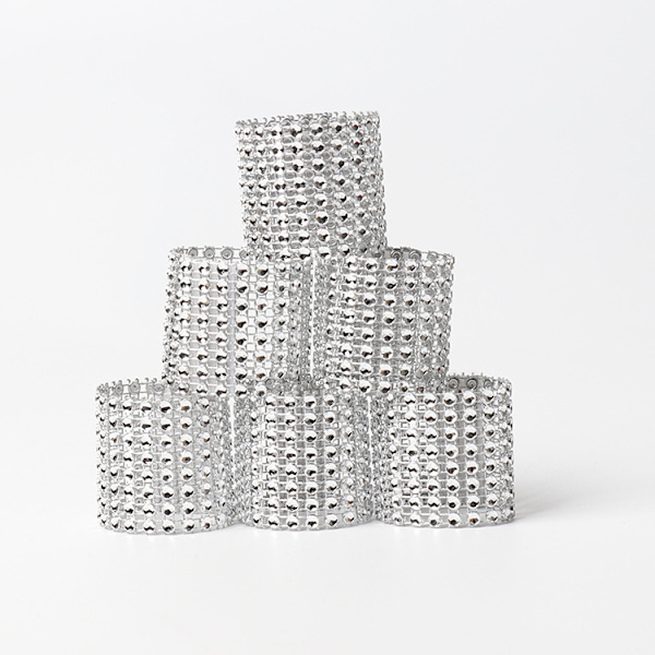 10 stk. Sølv Servietringe Blanke Rhinestone Servietringe Bryllup