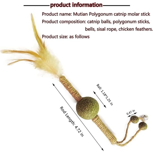 2 pakker katteurt-molarstænger, interaktivt kattelegetøj til indendørs brug