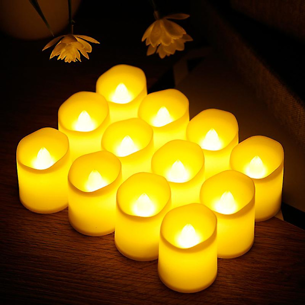 24 kpl LED-kynttilää LED-tealights liekittömät kynttilät aito vaha sähkökynttilät