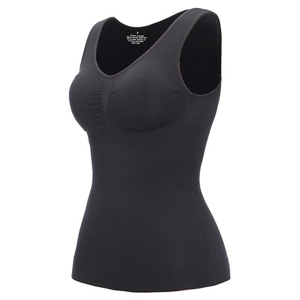 Kvinners Kontroll Vest Cami Sømløs Shapewear Topper Slankende Magekontroll Camisole Cami Polstret (M Svart)