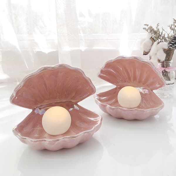 1 stk. Pink Shell Pearl Light LED Natlampe Bærbar Pearl Shell