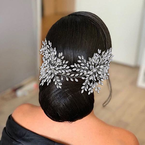 Brudeslør hårkam Bryllupshårpynt for brud Rhinestone W