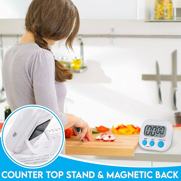 Magnetisk kökstimer Klocka Digital visuell timer Ljusstark display Nedräkning & Stoppur - Högt pipljud