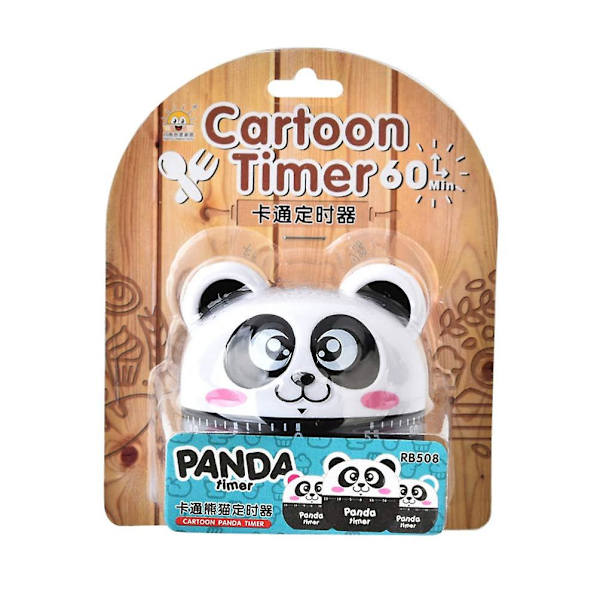 Køkken æggeur sød klasseværelse timer panda formet mekanisk køkken bagning madlavning timer påmindelse 60 minutter（sort）