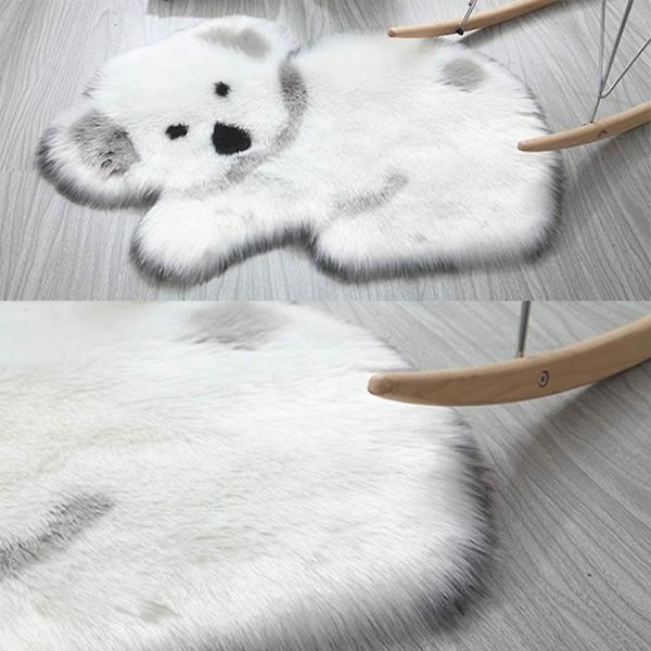 Mjuk konstgjord pälsfårskinnsmatta Koala djurformad stolsdyna Mjuk matta