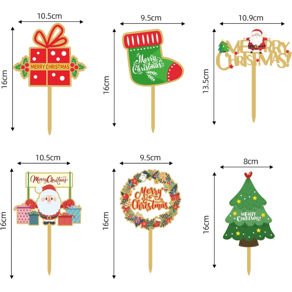 6 Christmas Cake Toppers for Christmas Cake Toppers, Christmas Ca