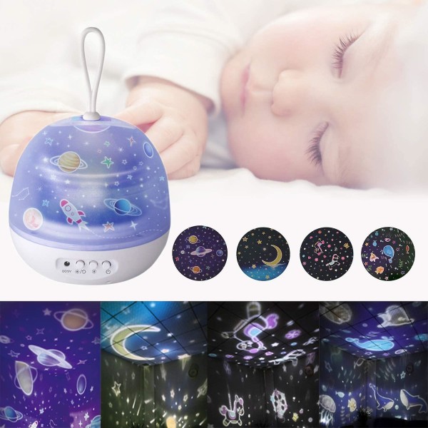 Projecto Night Lights For Children, Rotatable 360 Degrees With 4 Films 8 Modes（White）