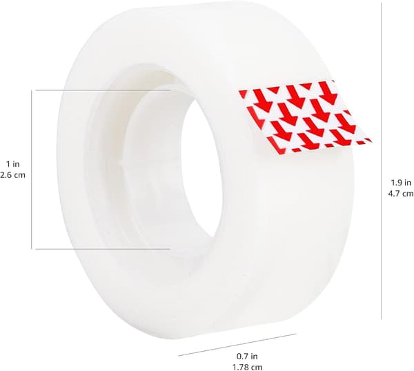 Sæt med 6 usynlige klæbebånd, 1,9 cm x 25,4 m