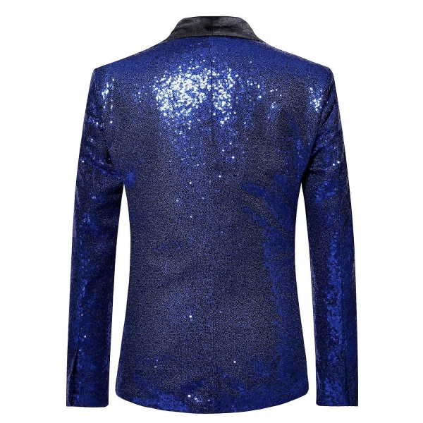 Herr Sequin Casual Blazer Fest Bröllop Höst Vinter Regelbunden Rock Casual Jacka（XL Blå）