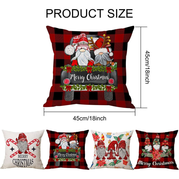 Christmas Gonk Cushion Covers 45 x 45 cm Set of 4 Christmas Decor