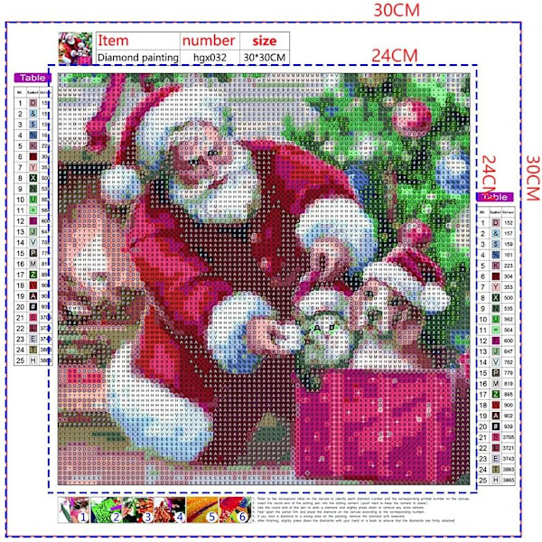 （6）3 stycken DIY diamantmålning julkit, 5D julbroderi