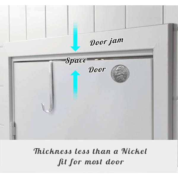 Justerbar metallhängare krok, set med 8 justerbara dörrkrokar, passform