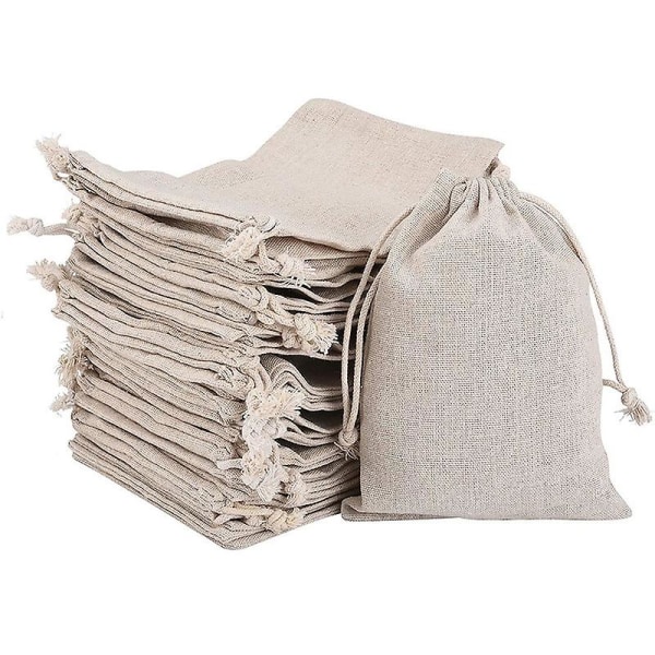 50 stk Små Juteposer med Snøregave Gjenbrukbar Liten Sachet Bag (10 cm)