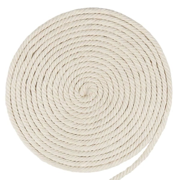 5mm Makrame-snøre, 50 meter tykk bomullsmakrame-tau for veggdekorasjon, plantehengere, strikking, makrame, hjem og DIY