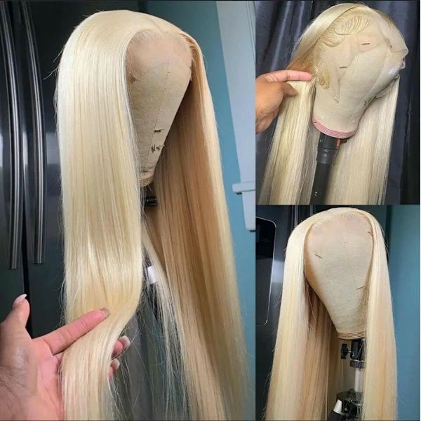 Lace Front Peruk Värmebeständig Fiber Syntetiskt Hår 4x4x1 T-Del