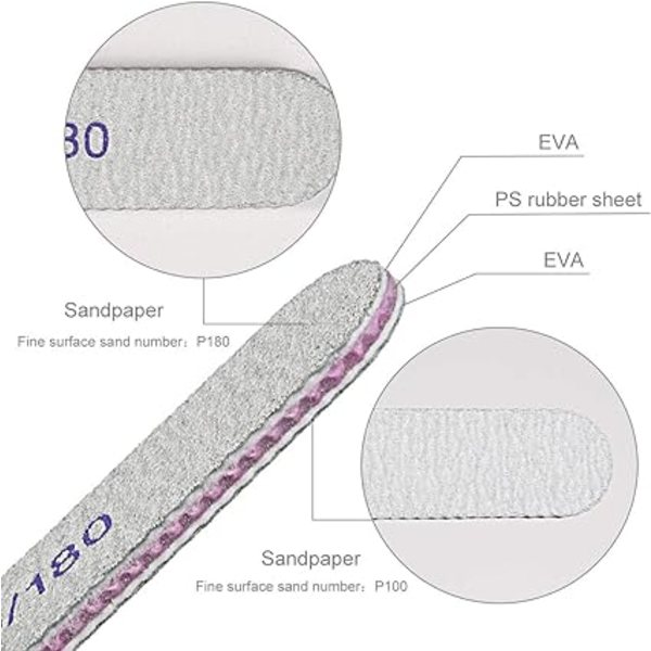 15 stk. Professionelle neglefile  Dobbeltsidet neglefil  100/180 Grit Vaskbar dobbeltsidet sandpapir til kosmetisk manicure  Frisørsalon  Kæledyr  Hjem