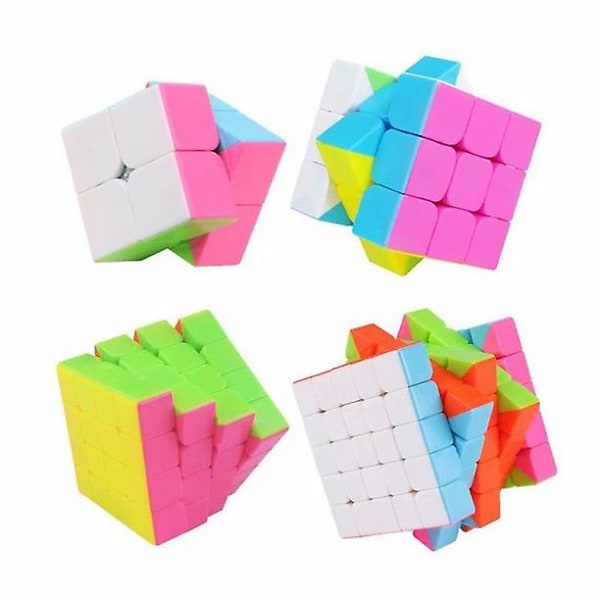 Speed Cube Bundle, 4 Stickerless Magic Cube 2x2, 3x3, 4x4, 5x5, Iq Games Puzzles Toy For Kids