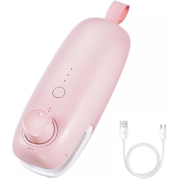 1 stk Pink Mini Sealer, USB oppladbar termisk vakuumforsegler 2 tommer
