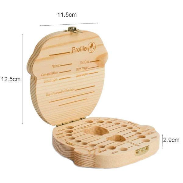 Baby Tänder Spara Box, Baby Tänder Box Spara Organizer Mjölktänder Box Trä Tand Minnessak Box För Baby Barn Mjölktänder（Pojke）