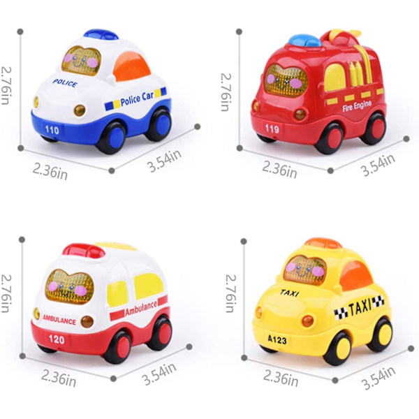 Työnnä ja mene -autot valoilla ja äänillä