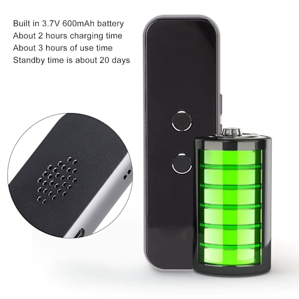Tovejs stemmefoto-oversætter, Bluetooth 4.2 realtids-oversættelsesenhed, 70 sprog ultratynd lommeoversætter (sort)