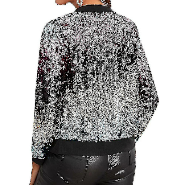 Kvinners trend sequin søm sydd kortere topp jakke knapp lilla-s Aespa