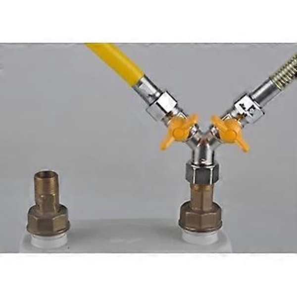 Slangekobling Gas Hane Dobbelt Messing Slangesplitter - 2 Vejs A