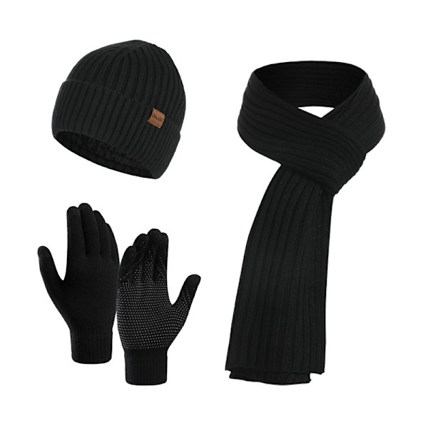 Unisex Klassisk Stickad Vinterhalsduk, Mjuk och Varm Vinter Stickad Halsduk, Lång Elegant Svart Halsduk