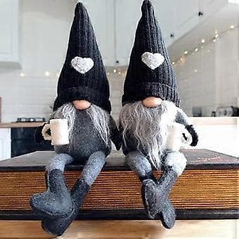 Julkaffe Tomte för Docka Mini Söt Älv Dvärg Prydnad Tillbehör för Sovrum Vardagsrum Dekoration Grå
