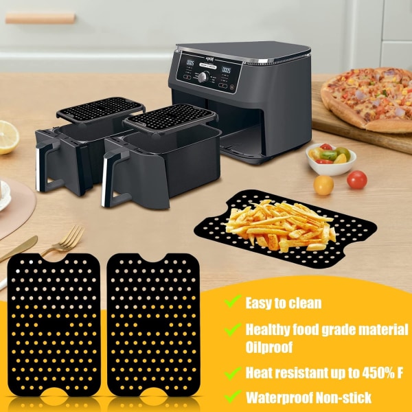 Airfryer-tillbehör, silikonformar för airfryer, dubbelkorg A